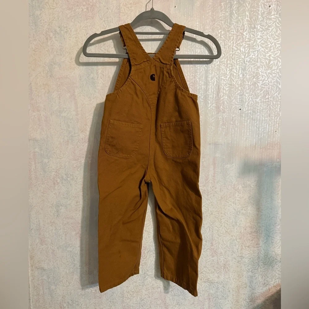 Carhartt Tan/Golden Duck Canvas Bib Overalls, 3T, Perfect Farmers Overalls